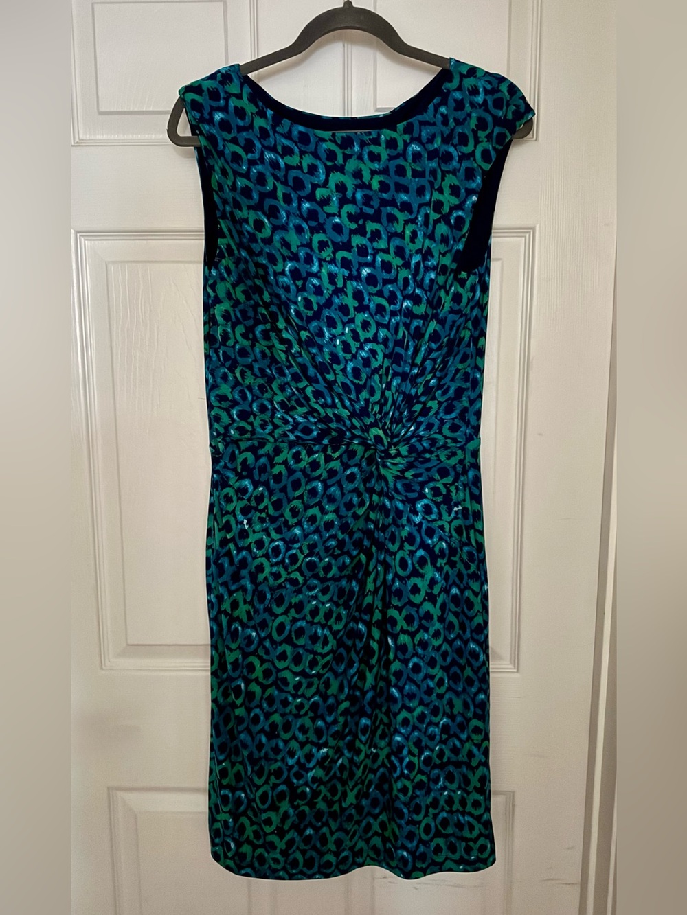 Ralph Lauren Blue & Green Twist-Front Midi Dress